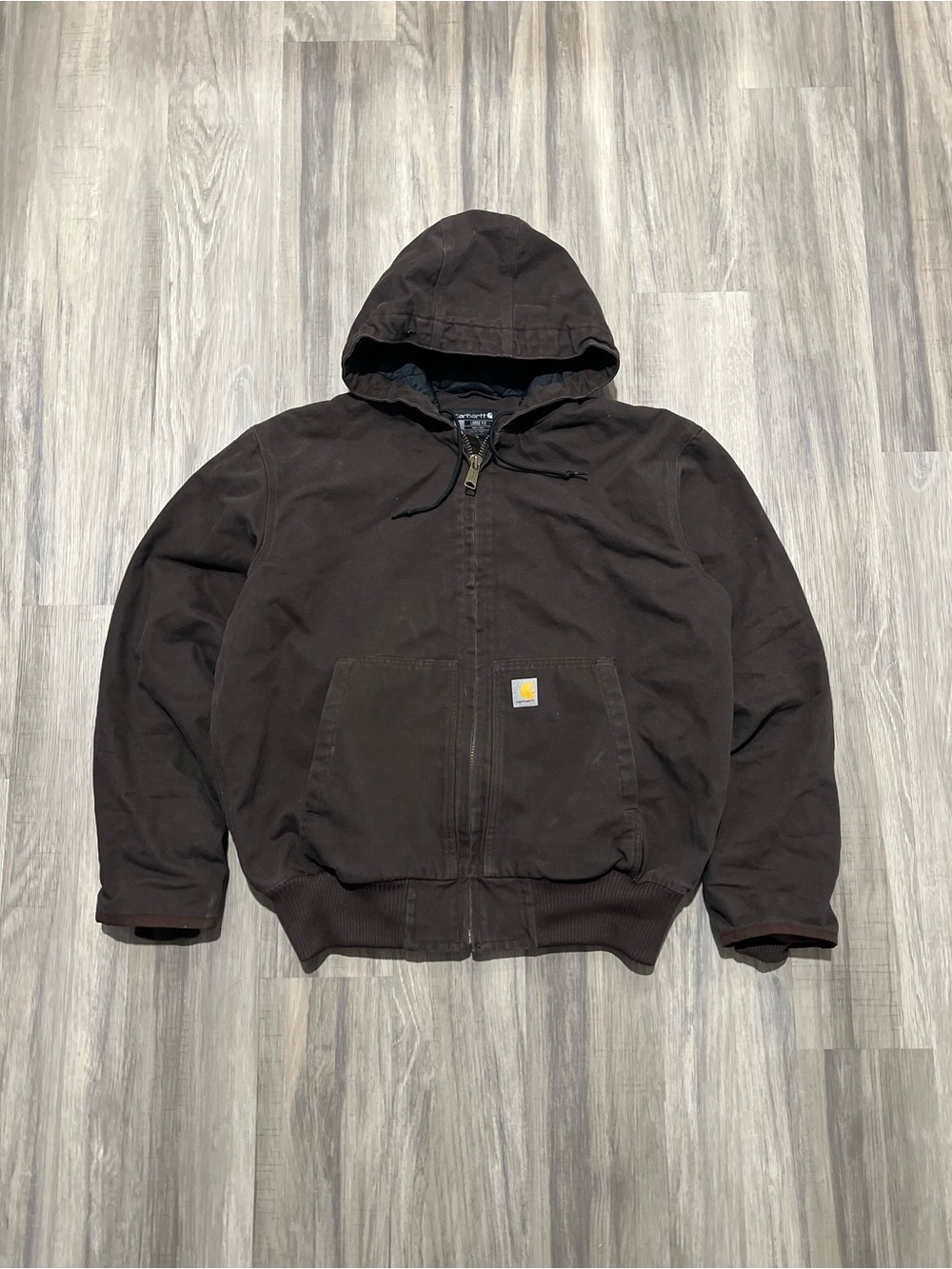 Carhartt Dark Brown Washed Duck Insulated Active Jacet J130 size L